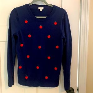 J. Crew Teddie Apples Embroidered Sweater